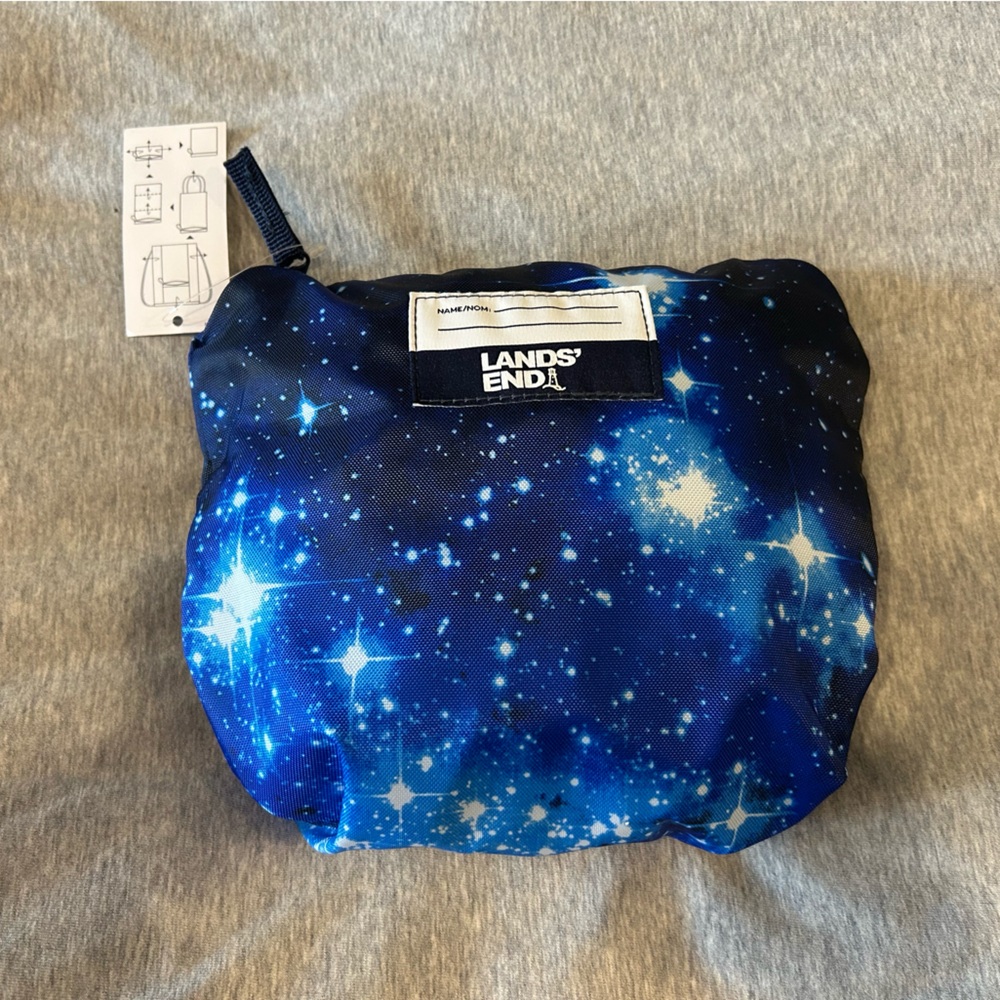 Lands' End Packable Cosmic Blue String Backpack NWT